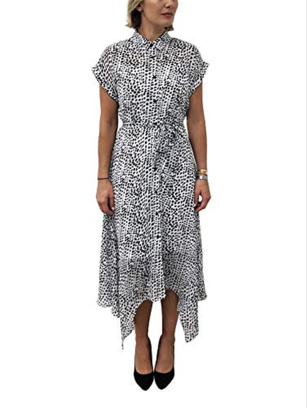 Julia Jordan Mixed Dot Print Midi Shirt Dress Size 10